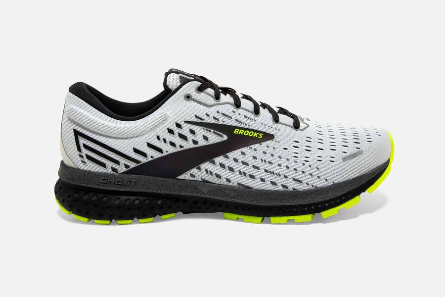 Brooks Ghost 13 Mens UK - Road Running Shoes - White/Black 129-ZGKABM